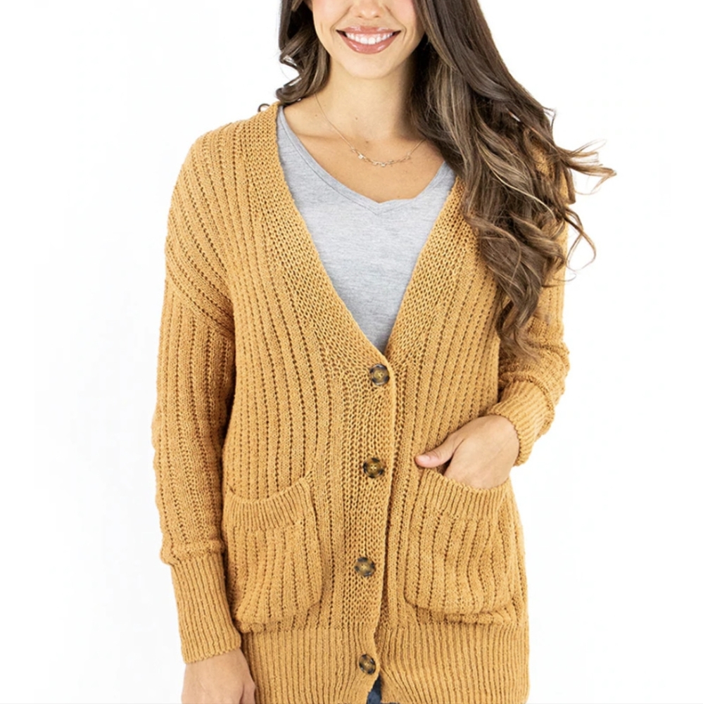 Mustard Slouchy Knit Cardi
